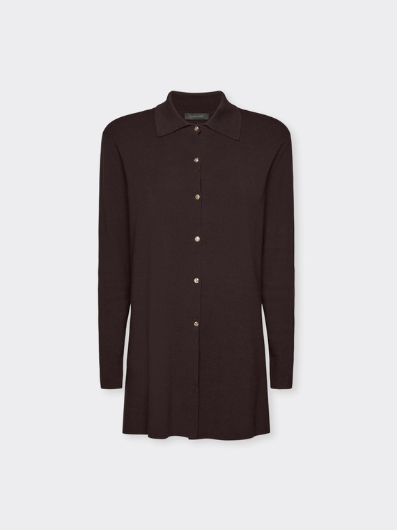 Langer Cardigan mit Kragen