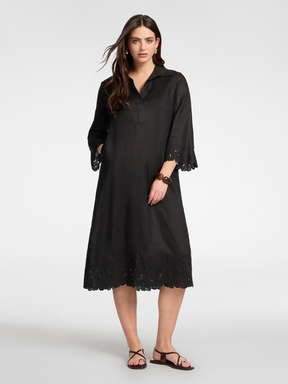 Linen dress with lace