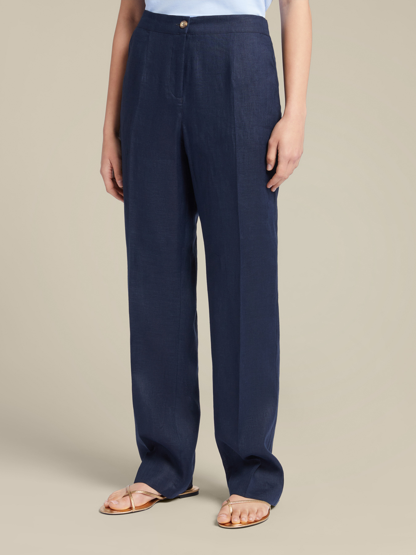 Pantaloni dritti in puro lino image number 2