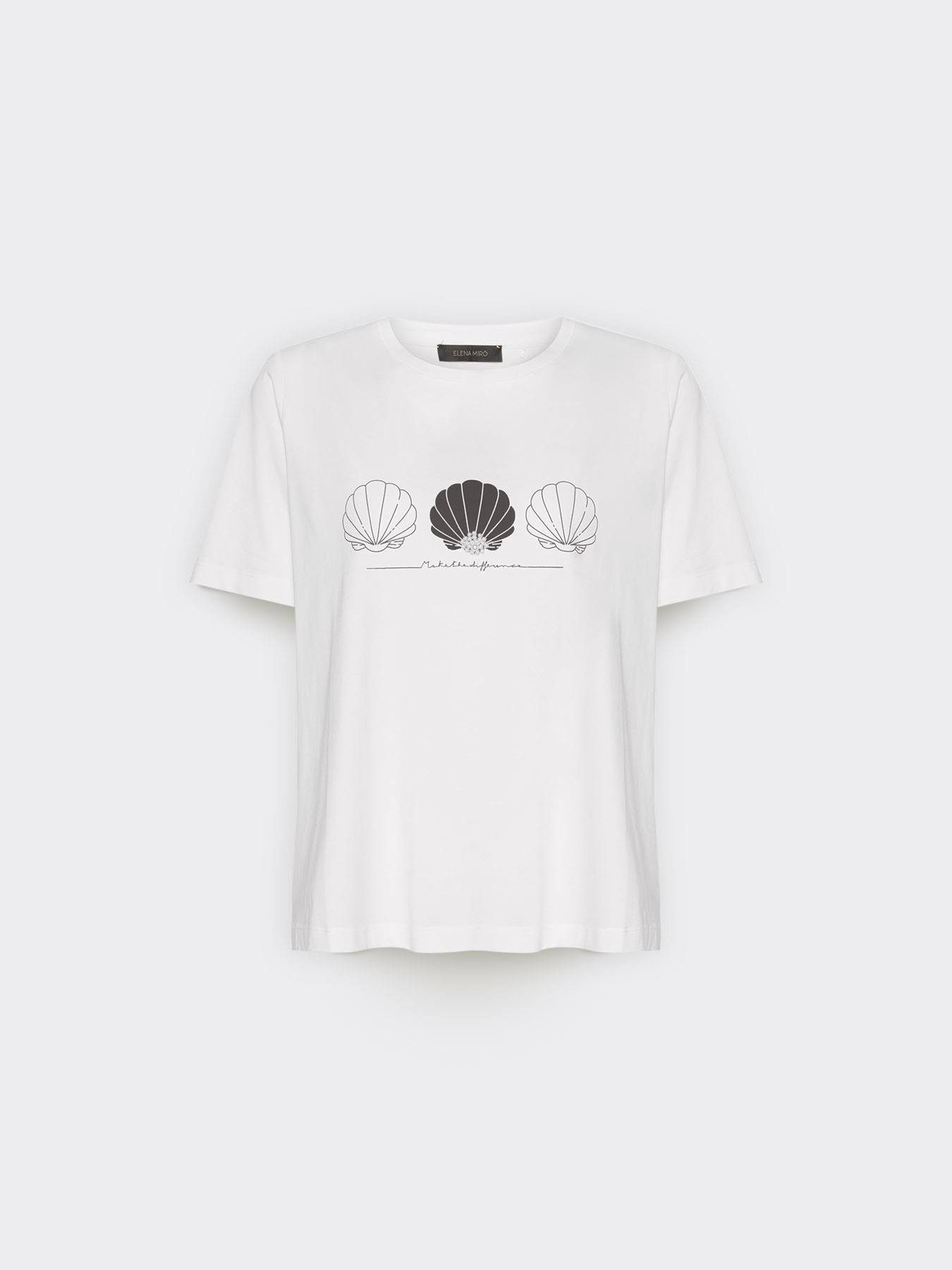 T-shirt in cotone stampata con perle image number 4