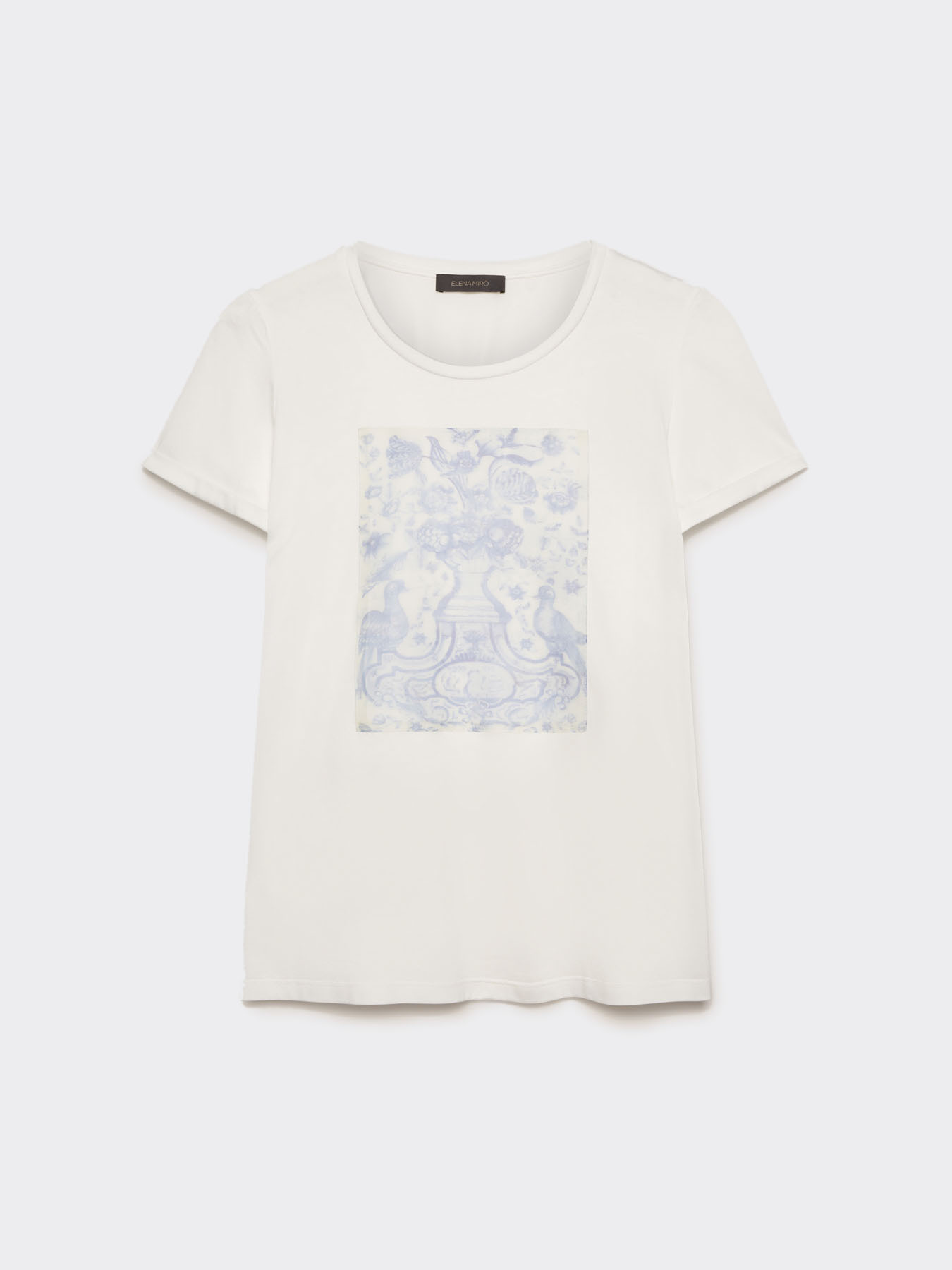 T-Shirt aus Baumwolle und Seide mit Druck image number 0