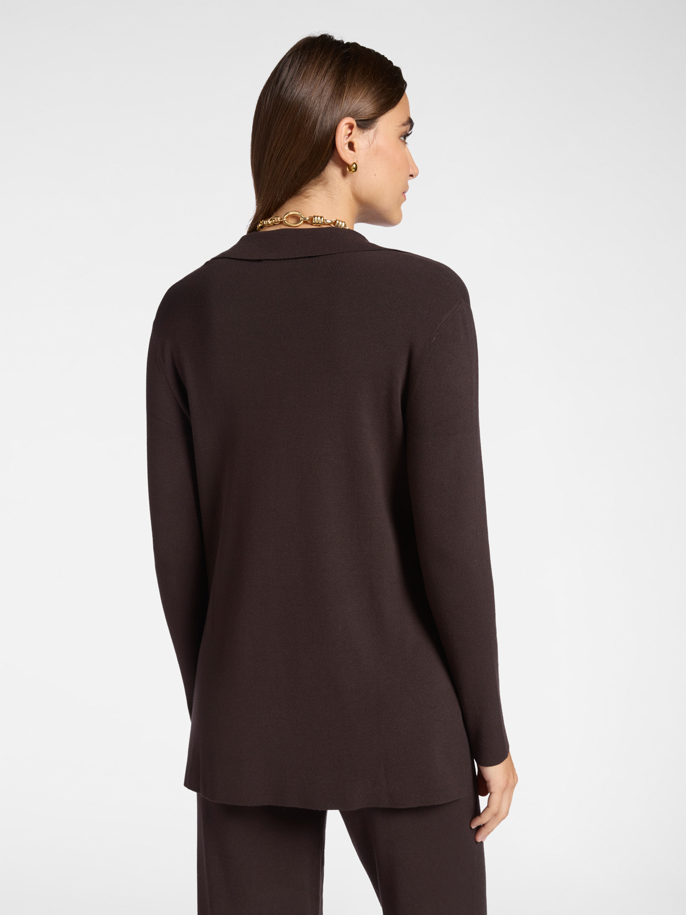 Long cardigan with collar image number 1