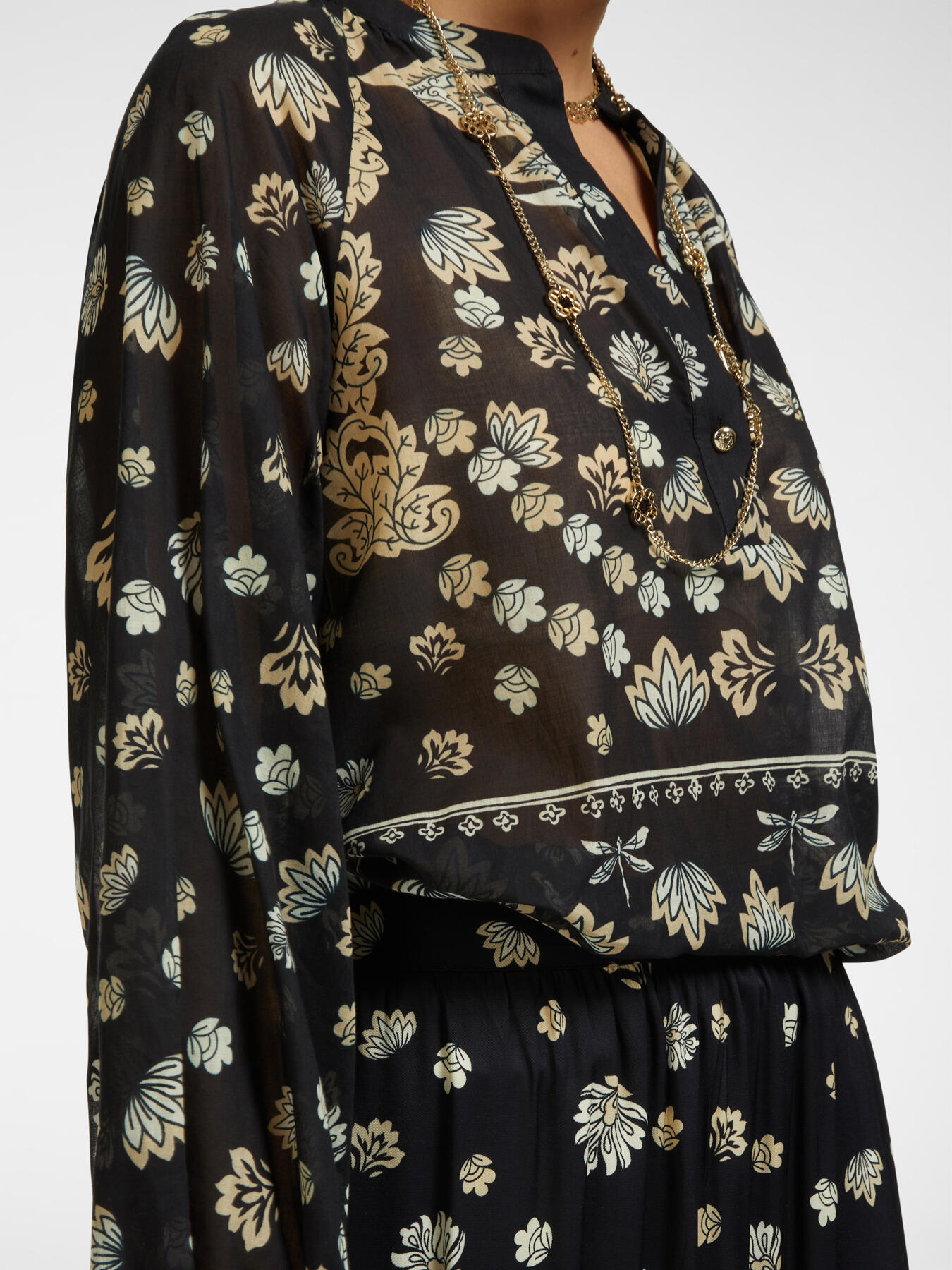 Blusa stampata in mussola di cotone image number 3