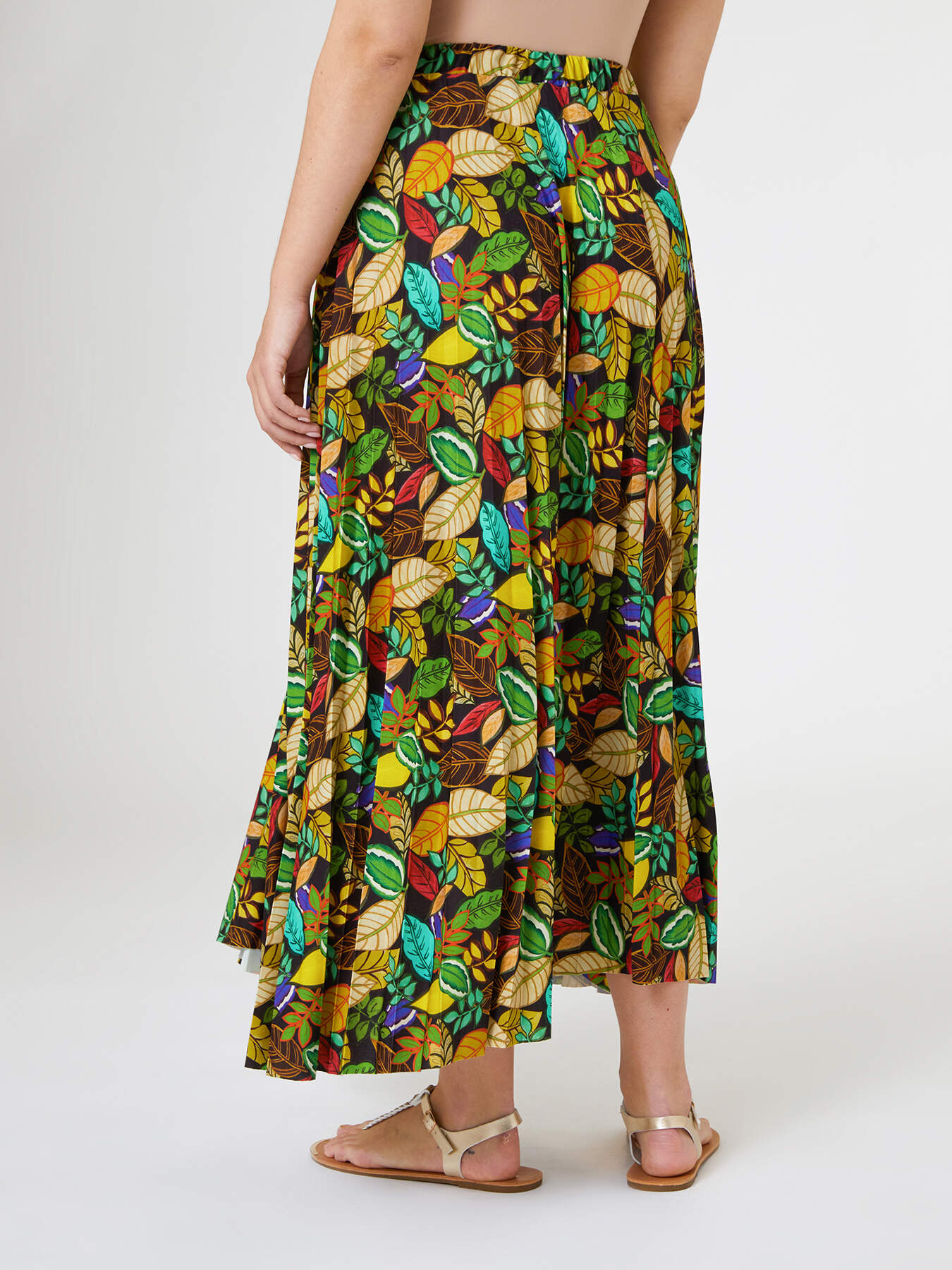 Printed jersey pleated skirt image number 2