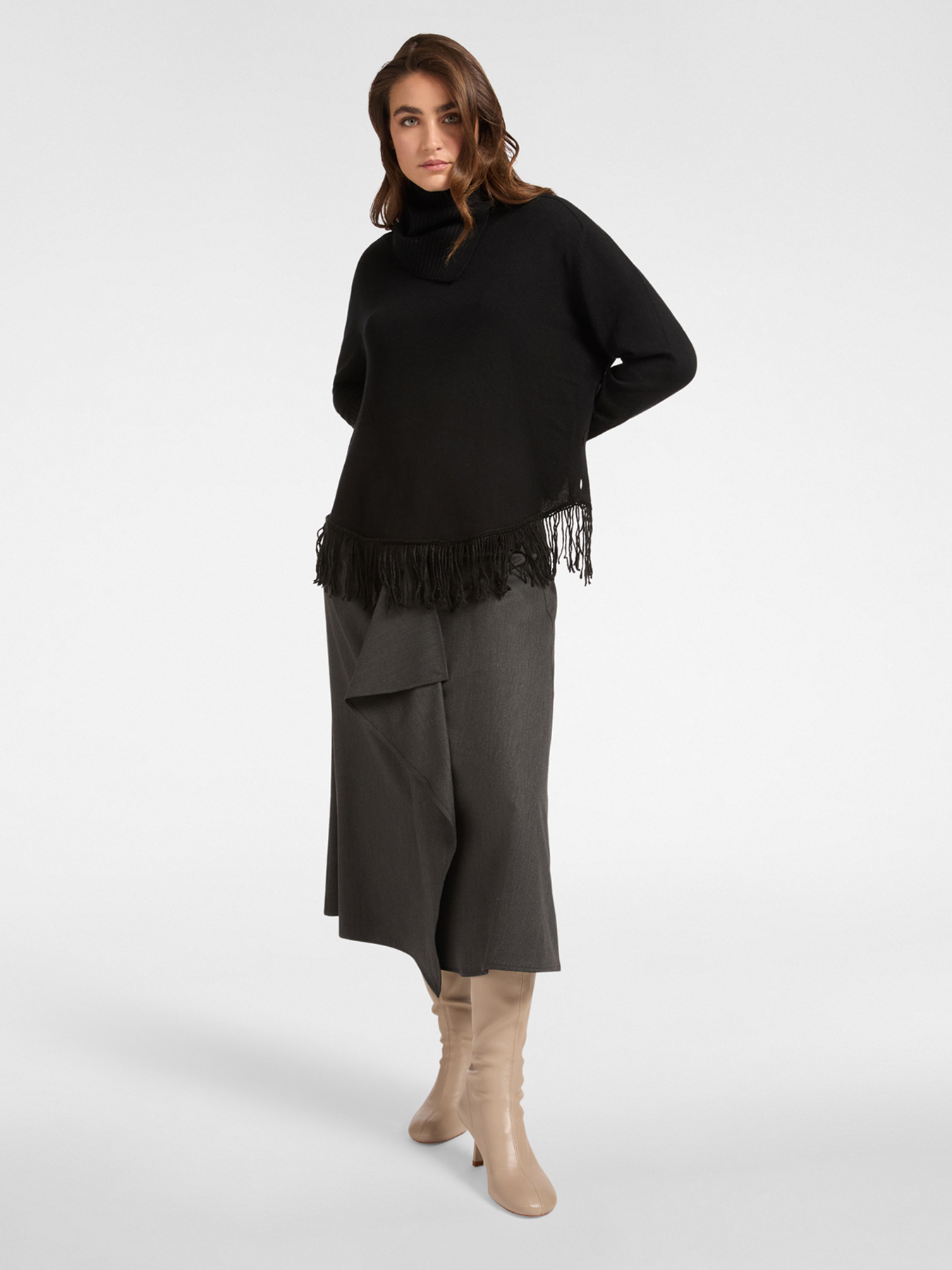Maglia con frange e collo staccabile image number 2