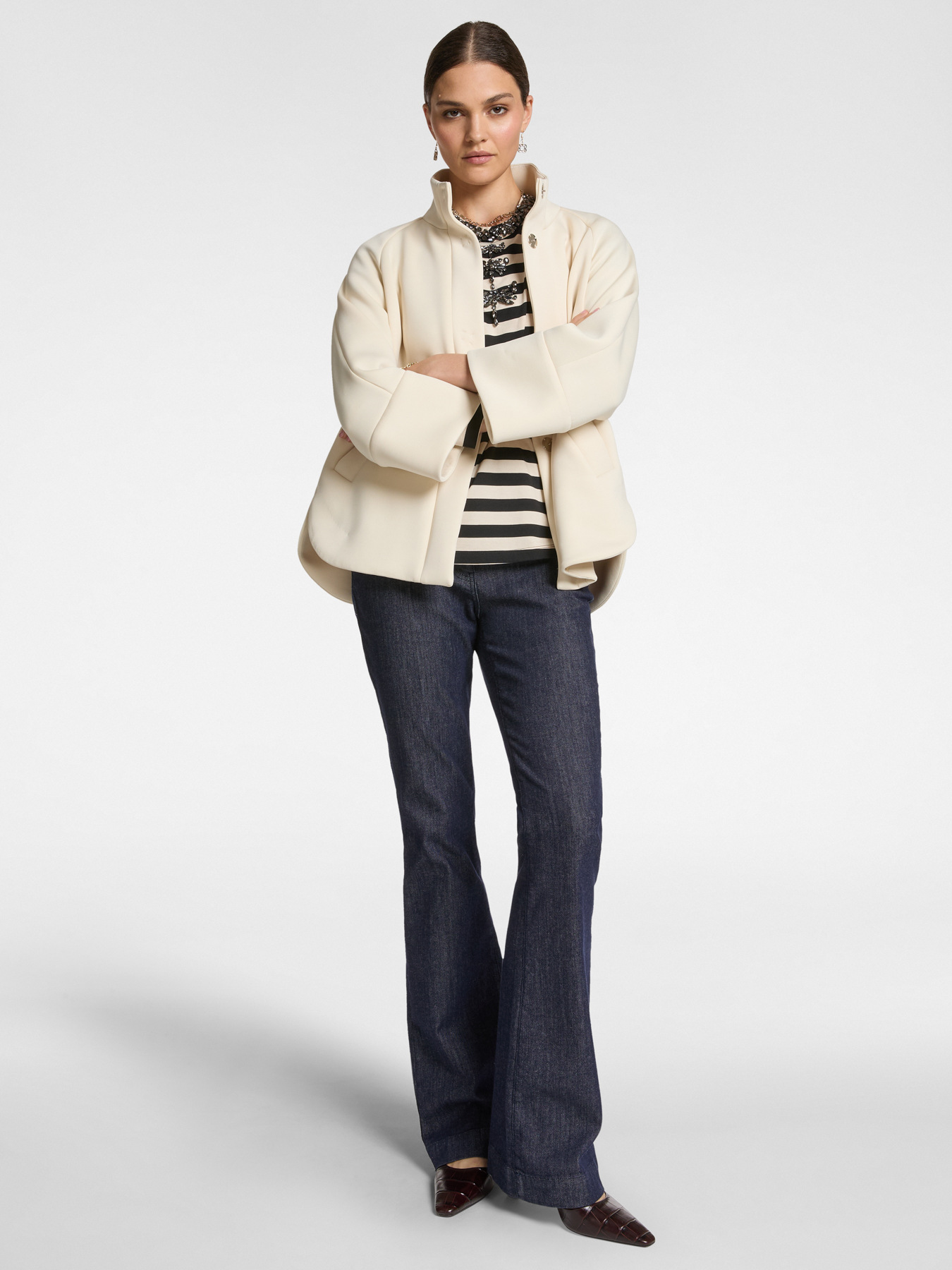 Scuba fabric pea coat image number 3