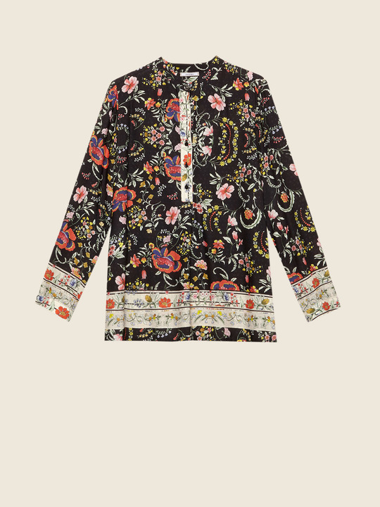 Elenamiro&nbsp;: Blouse &agrave; fleurs en viscose Noir_1