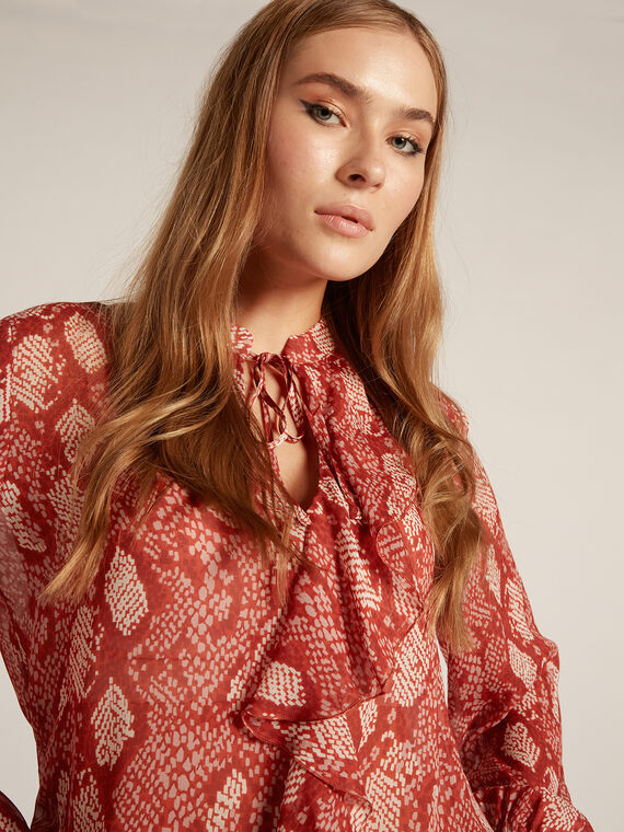 Elena Mirò Blusa animalier con jabot Donna