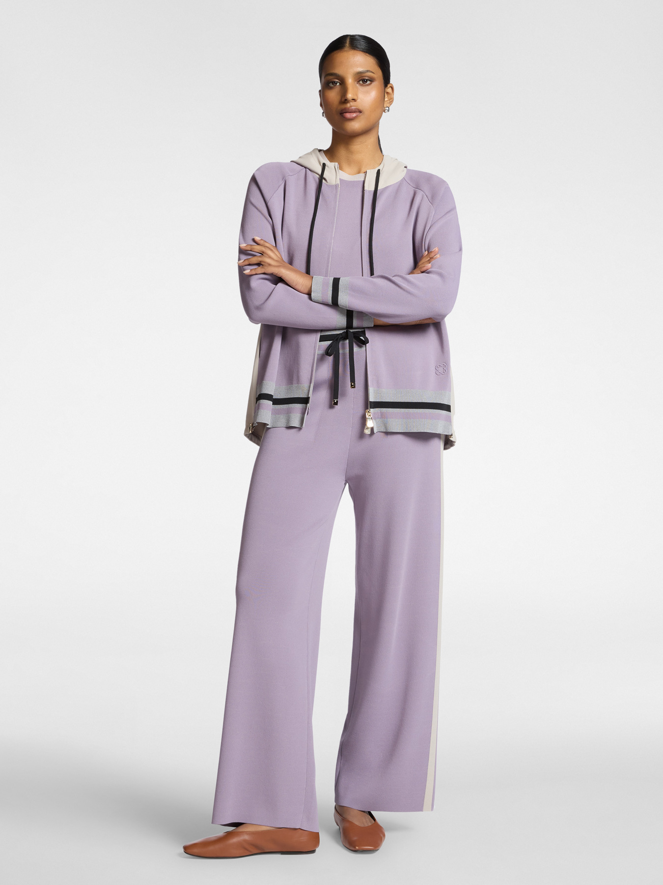 Viscose blend cardigan with hood and zip image number 2