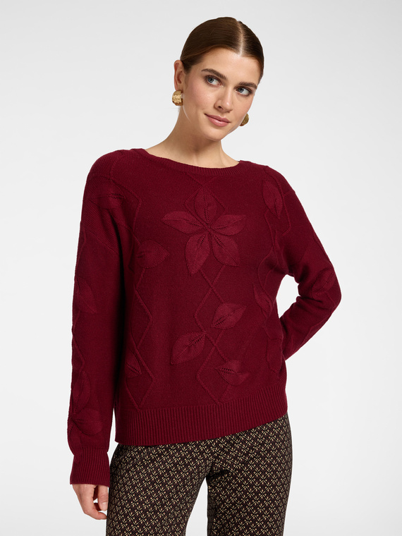 Pull en m&eacute;lange de cachemire &agrave; motif floral