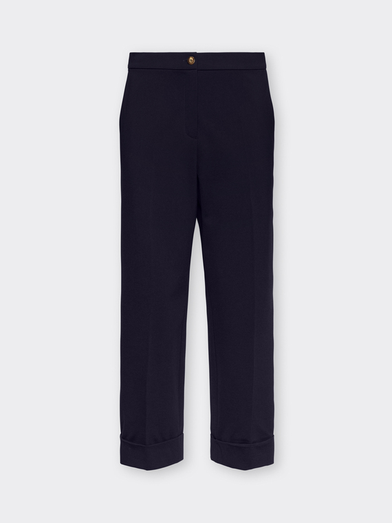 Pantalon chino en point de Milan m&eacute;lang&eacute; viscose
