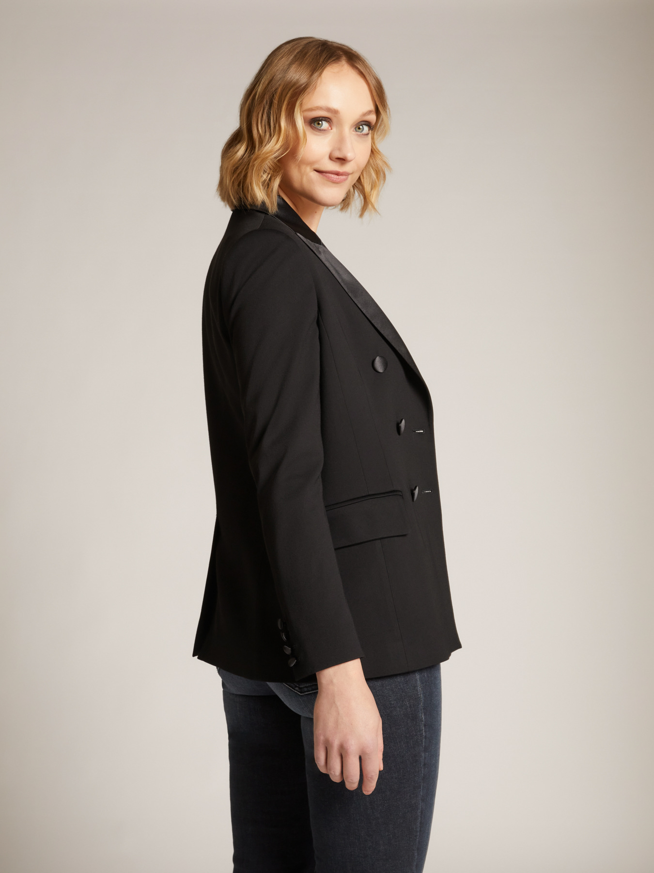 Blazer jacket with satin lapels image number 1