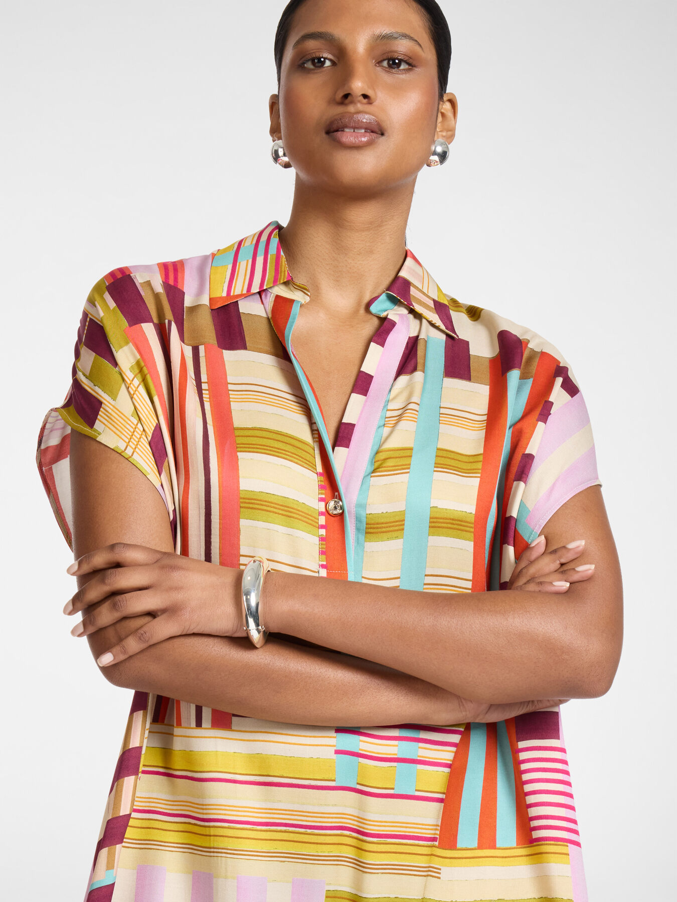 Printed satin dress image number 3