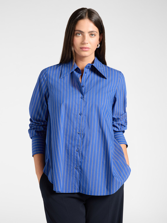 Chemise en m&eacute;lange de coton &agrave; rayures