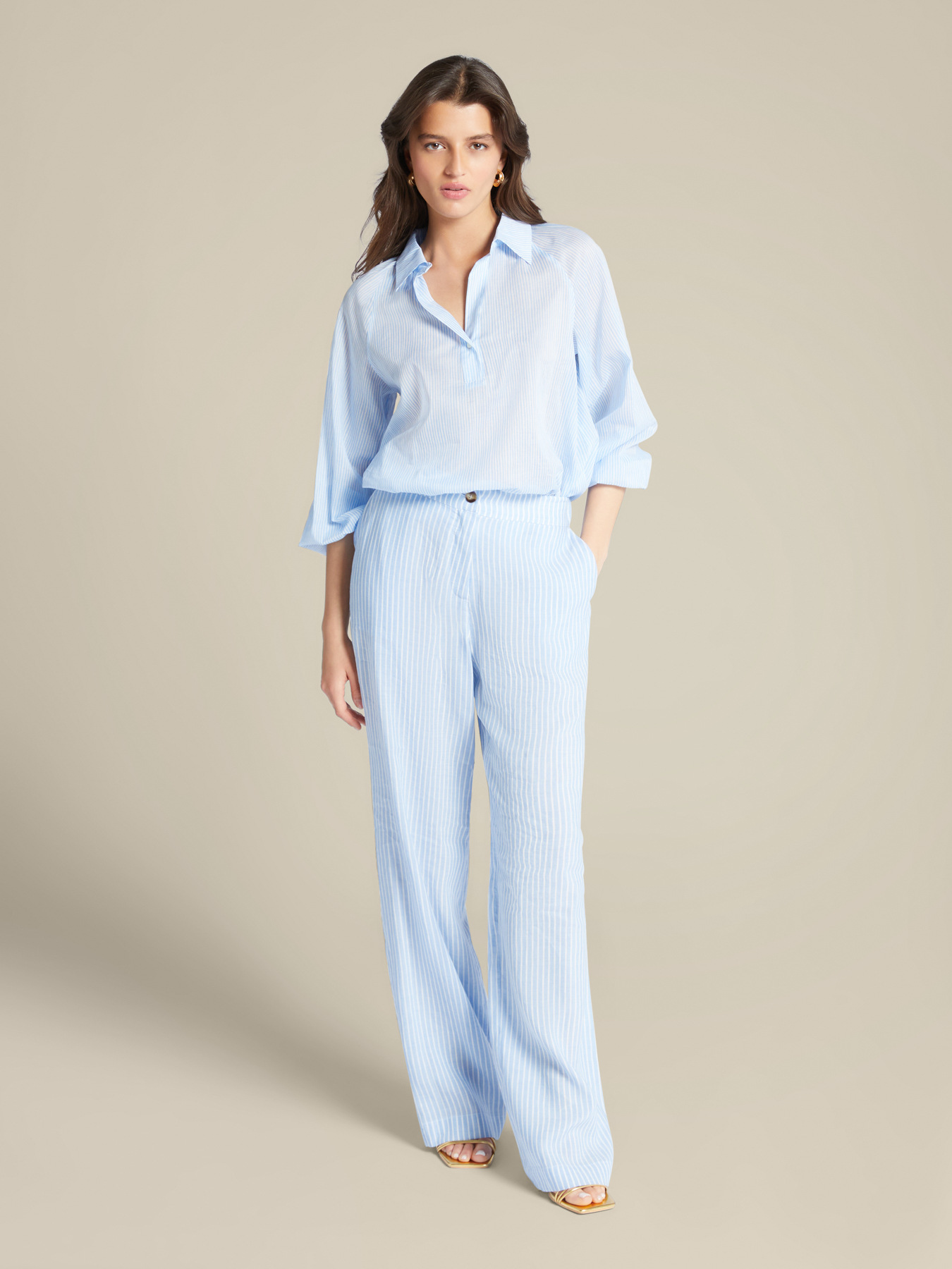 Striped linen trousers image number 0