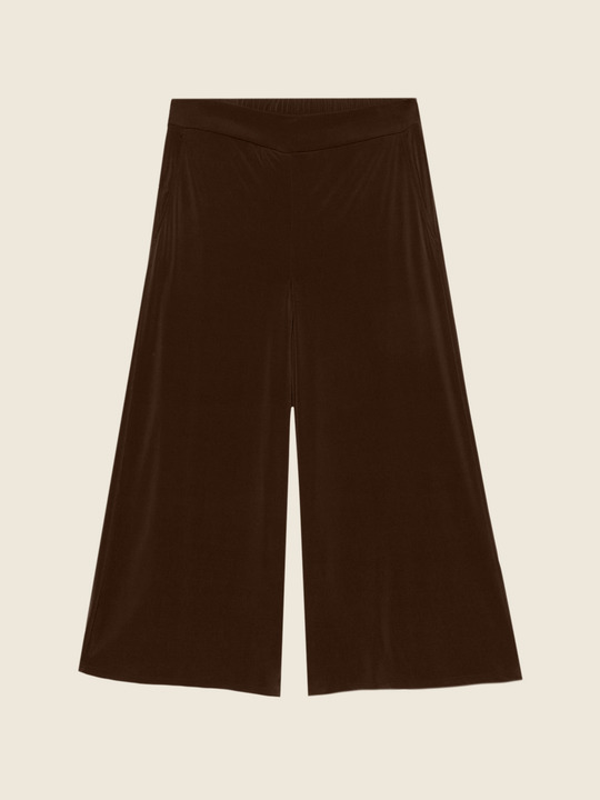 Elenamiro&nbsp;: Pantalon cropped en jersey Marron_1