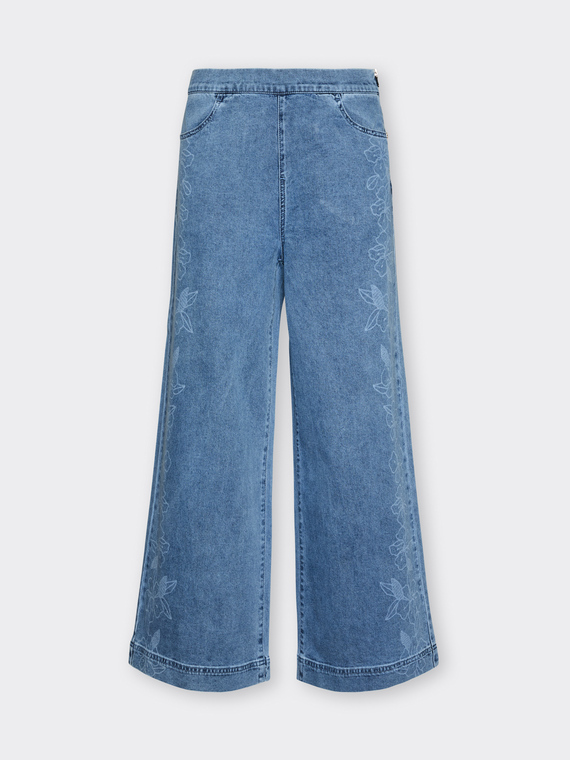 Jeans floreali wide leg, "Wanda"