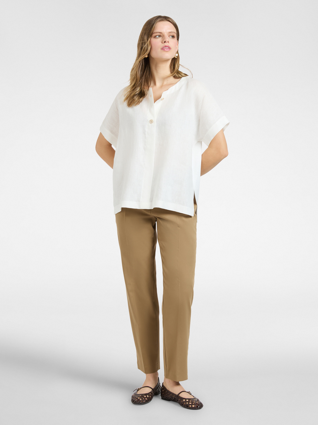 Pantalon droit en satin stretch image number 0