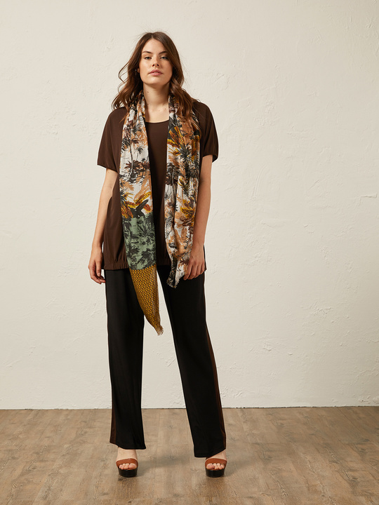 Elenamiro&nbsp;: Pantalon en jersey avec bordures lat&eacute;rales Noir_1