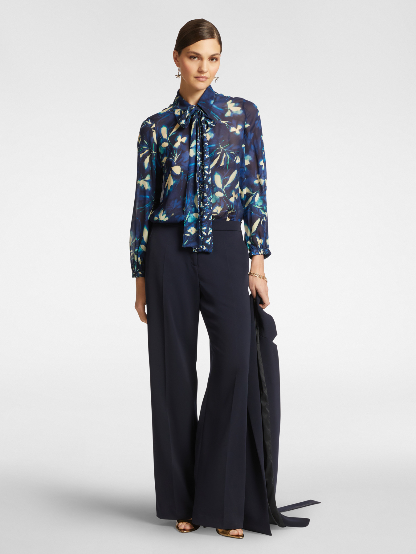 Floral blouse with neck sash image number 2