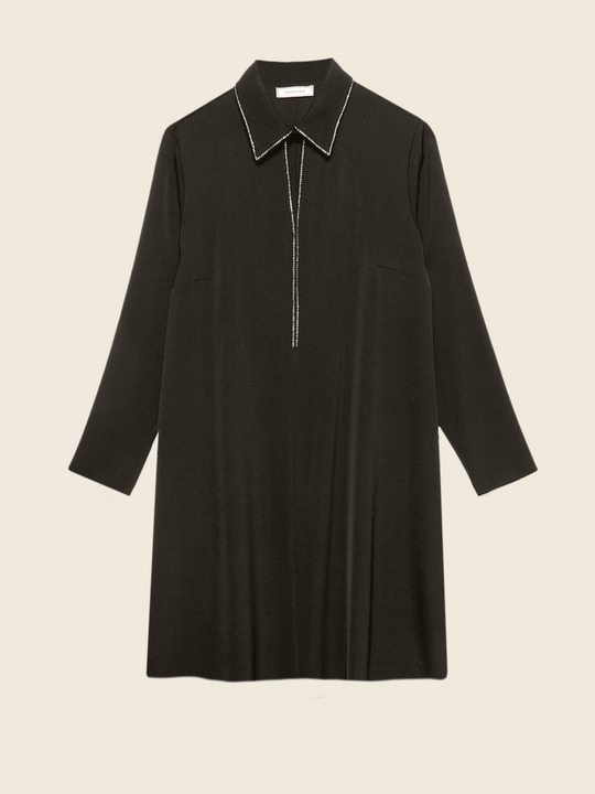 Elenamiro&nbsp;: Robe avec col et strass Noir_1