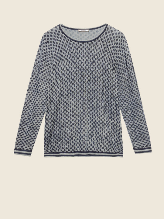 Elenamiro&nbsp;: Chandail en lurex &agrave; pois Bleu_1