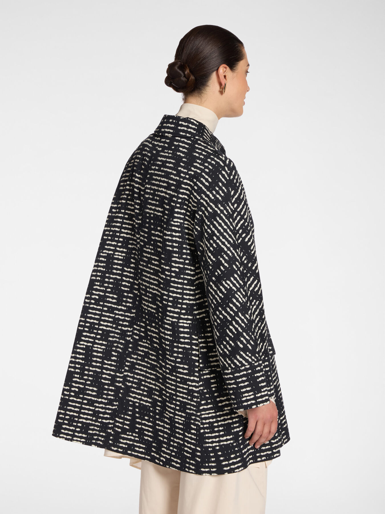 Striped jacquard cotton blend coat image number 1