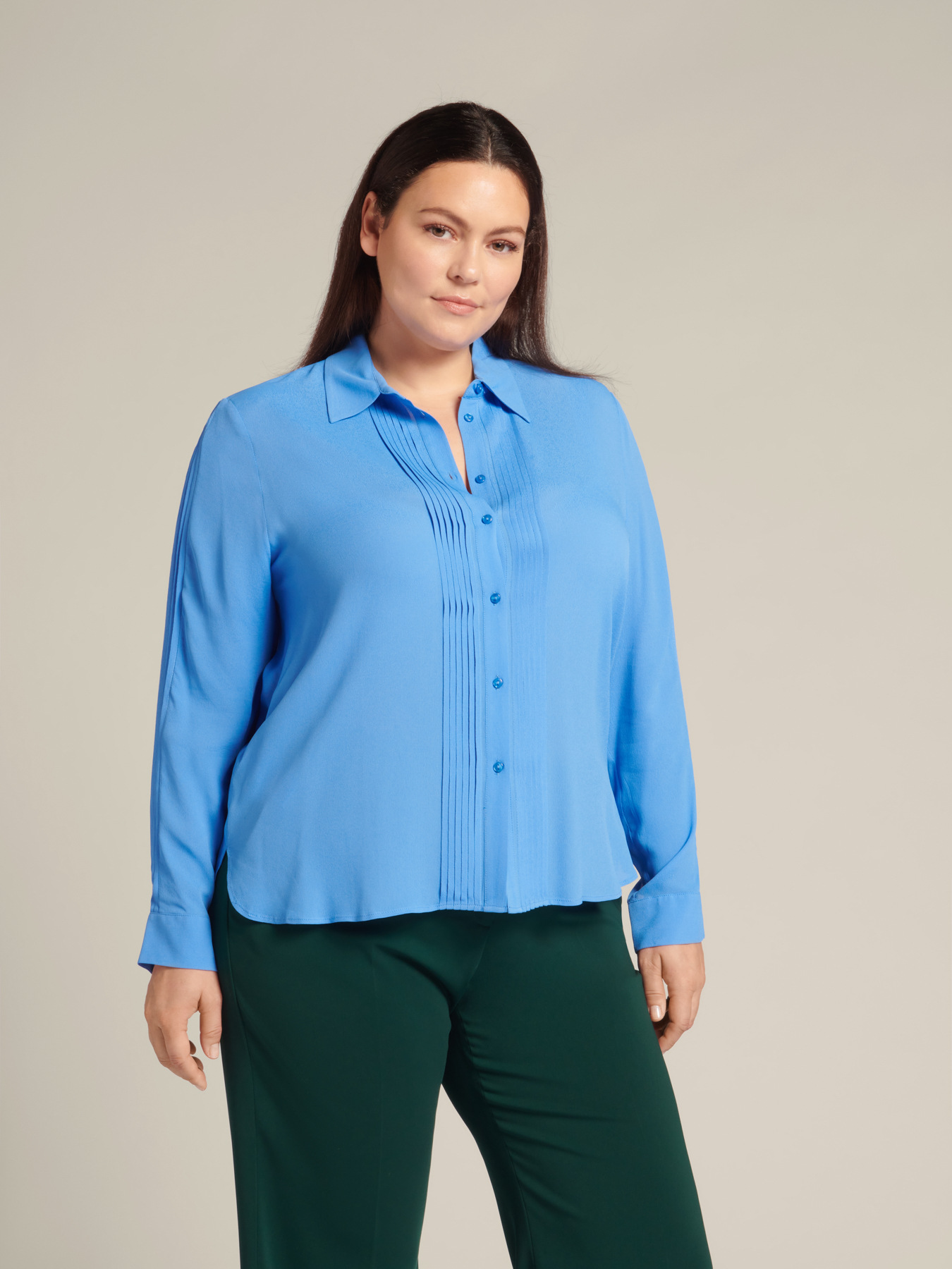 Camisa de crepe de chine com dobras image number 0