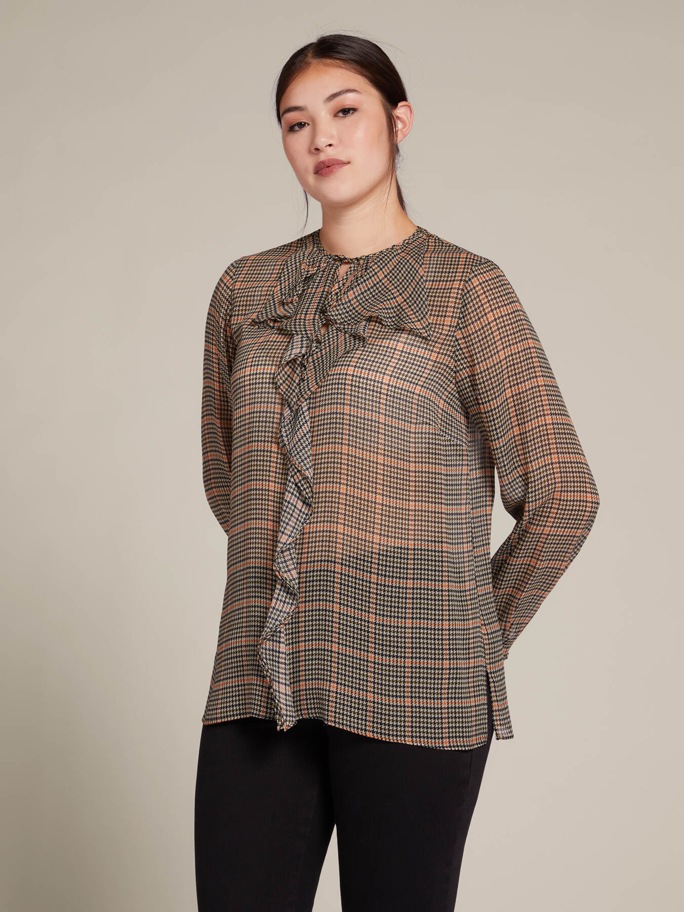 Bedruckte Bluse mit Volants image number 2