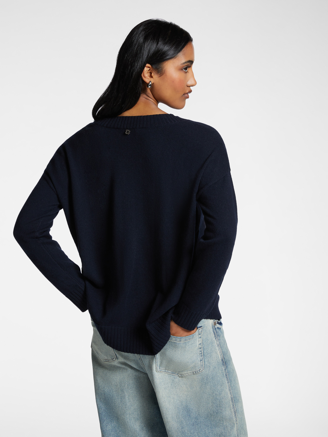 Pull Designer Elena Miro - 100% Laine Rouge - Col En V - Taille L - Neuf Avec étiquettes - Pour Femme