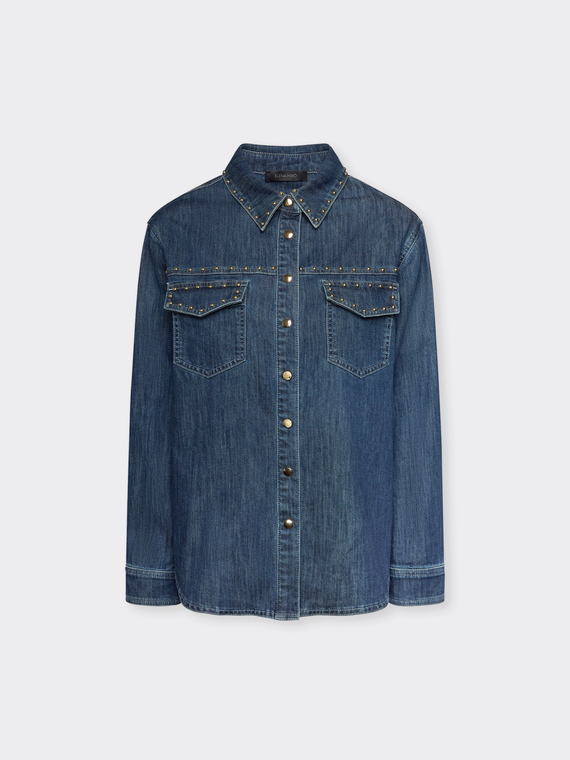 Denim shirt with studs