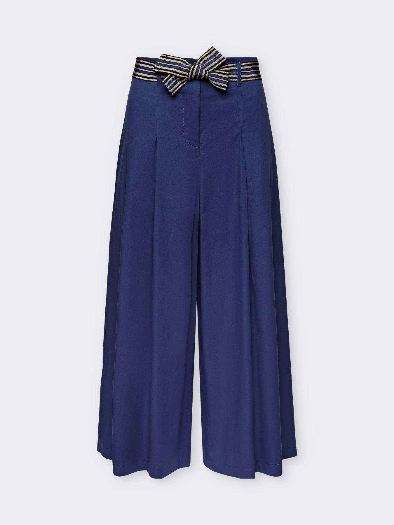Weit geschnittene, gestreifte Hose mit G&uuml;rtel image number 4