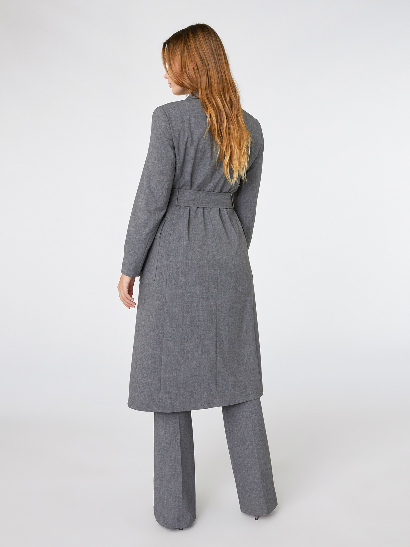 Trench coat in grisaglia con cintura image number 2