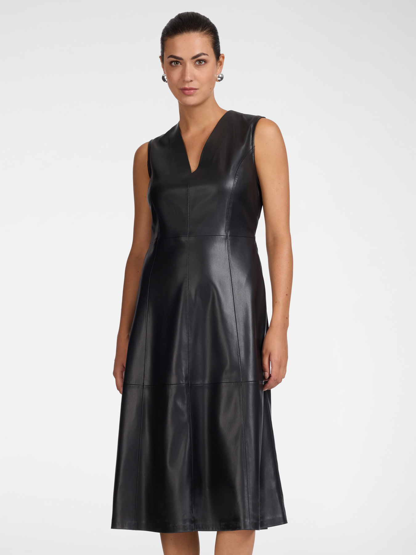 Vestido em A em tecido revestido image number 0
