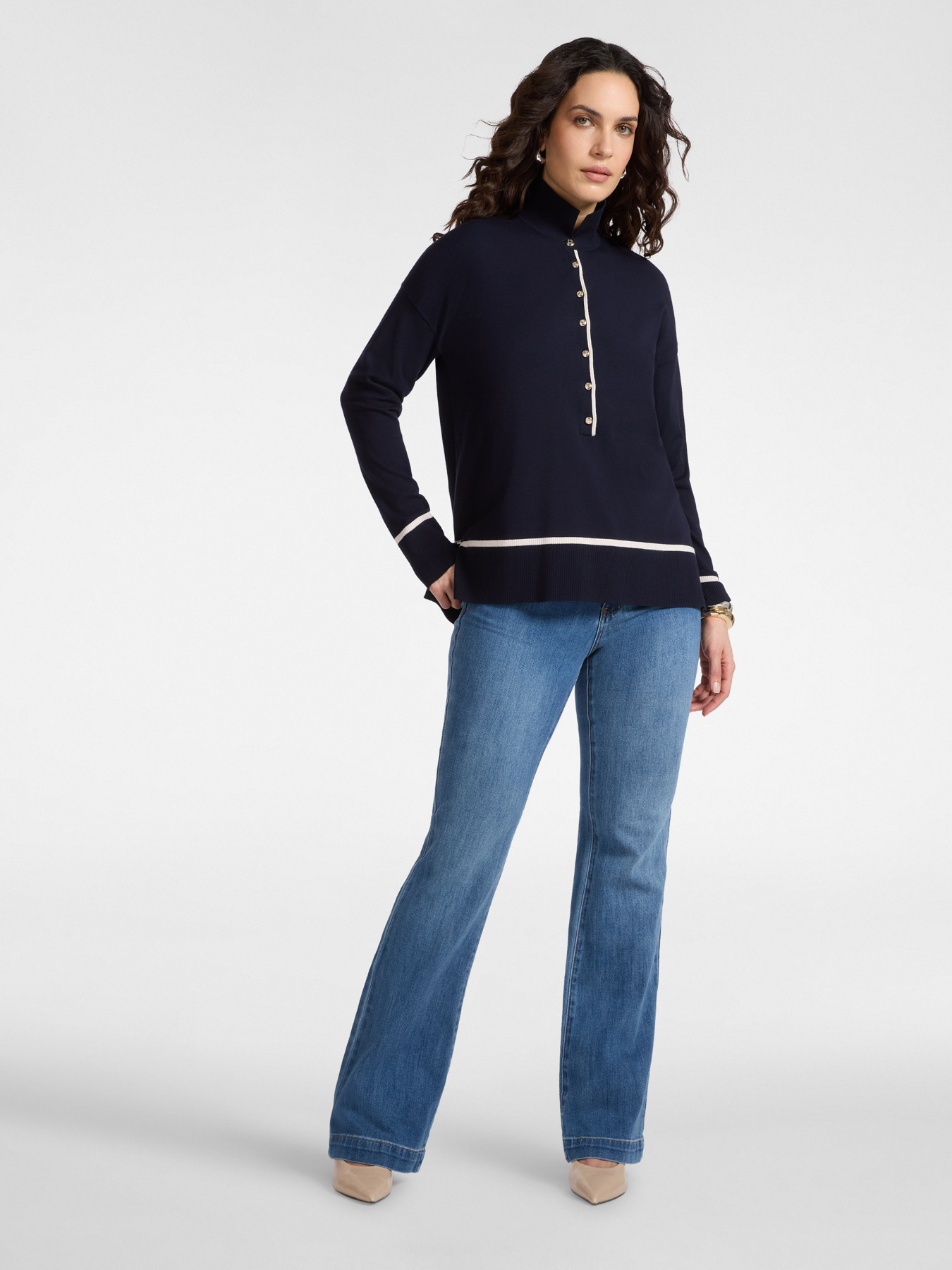 Polo shirt with buttons and contrasting trim image number 2