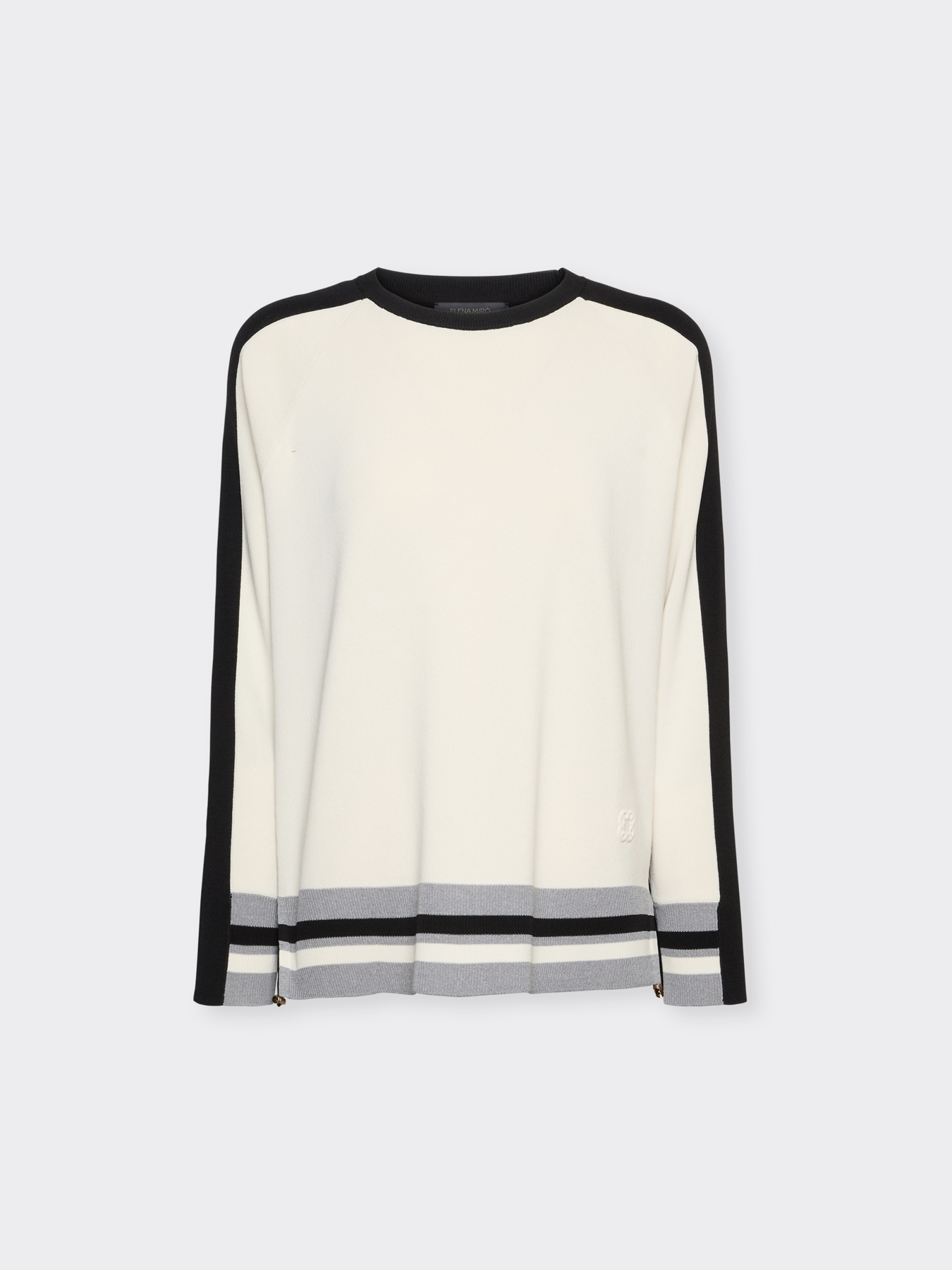 Viscose blend top with striped edges image number 4