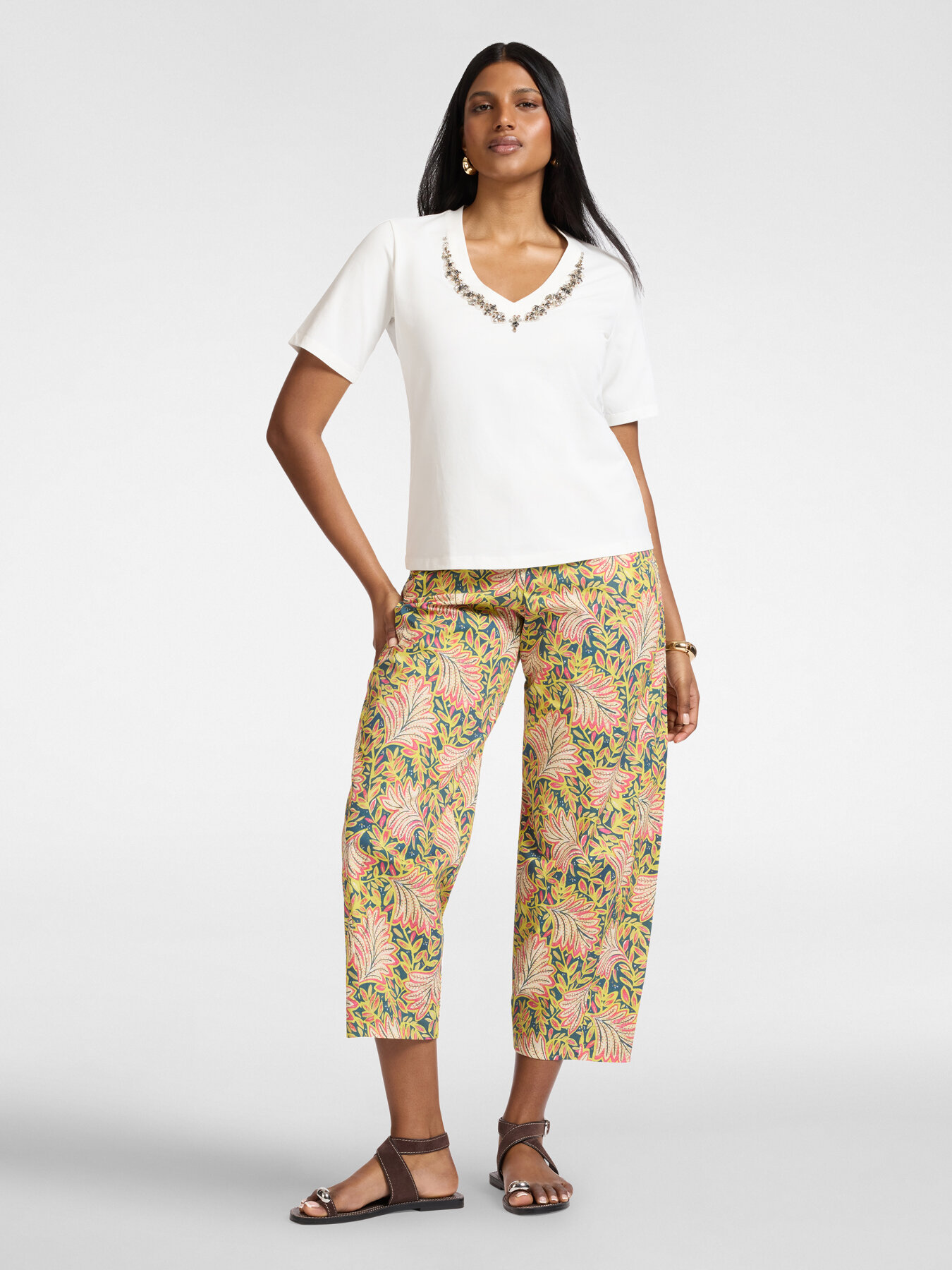 Cotton t-shirt with embroidery image number 2