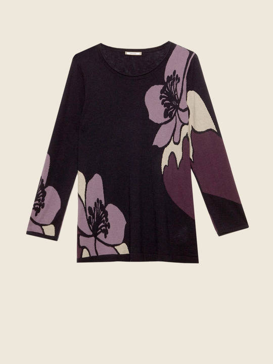 Elenamiro&nbsp;: Chandail avec incrustations florales Bleu_1