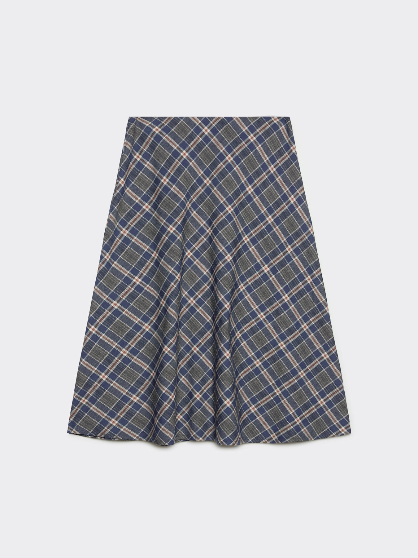 Bias-cut midi skirt, check pattern image number 4