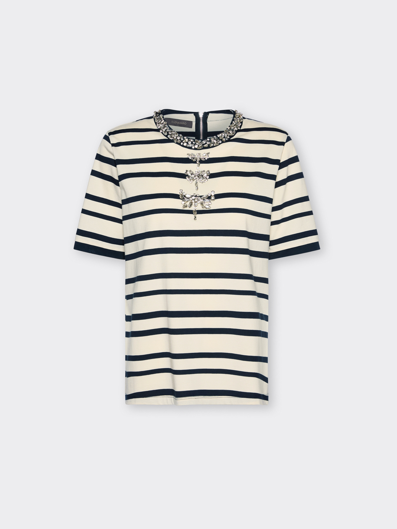 T-shirt rigata con ricami image number 4