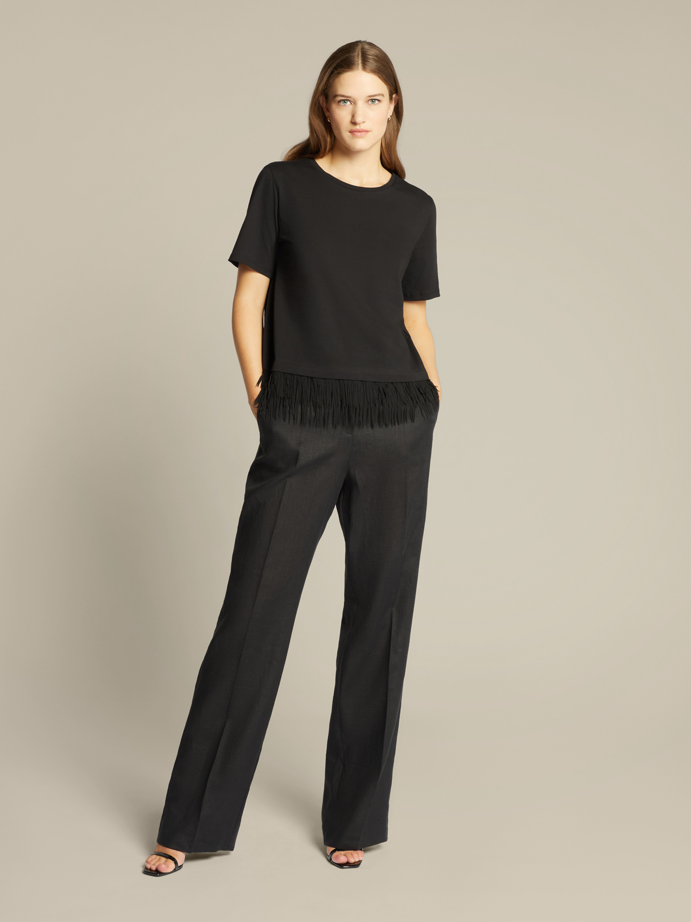 T-shirt with fringed border image number 2