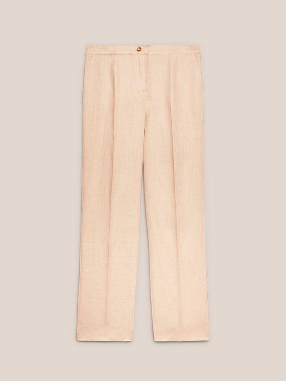 Long straight-leg trousers made of pure linen