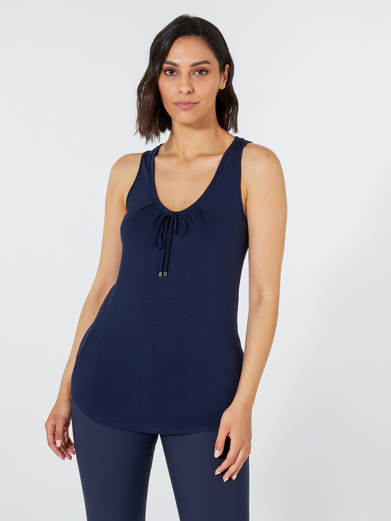 TOP WITH PLEATED FRONT (GREEN FABRIC) image number 2