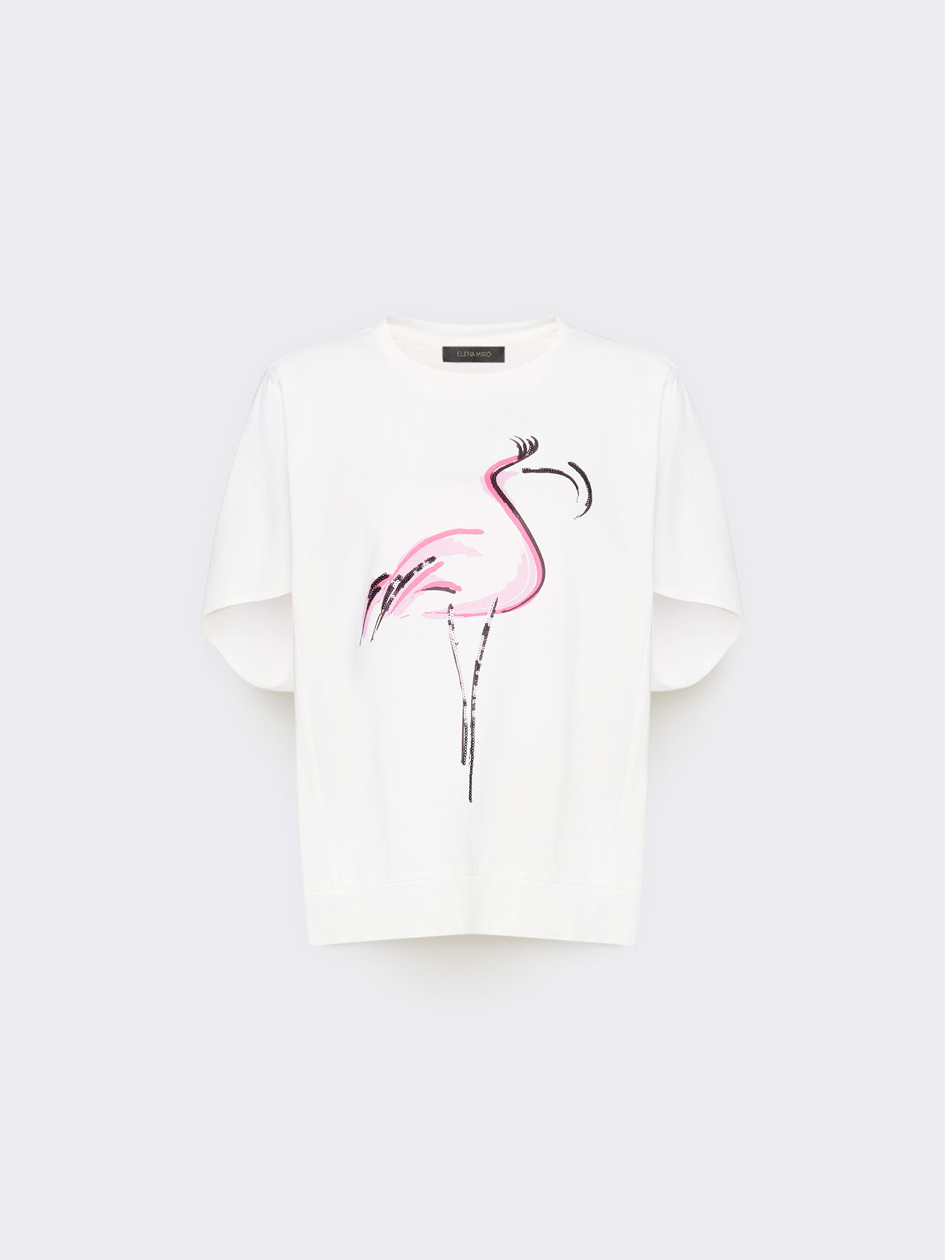 Printed cotton t-shirt with rhinestones image number 4