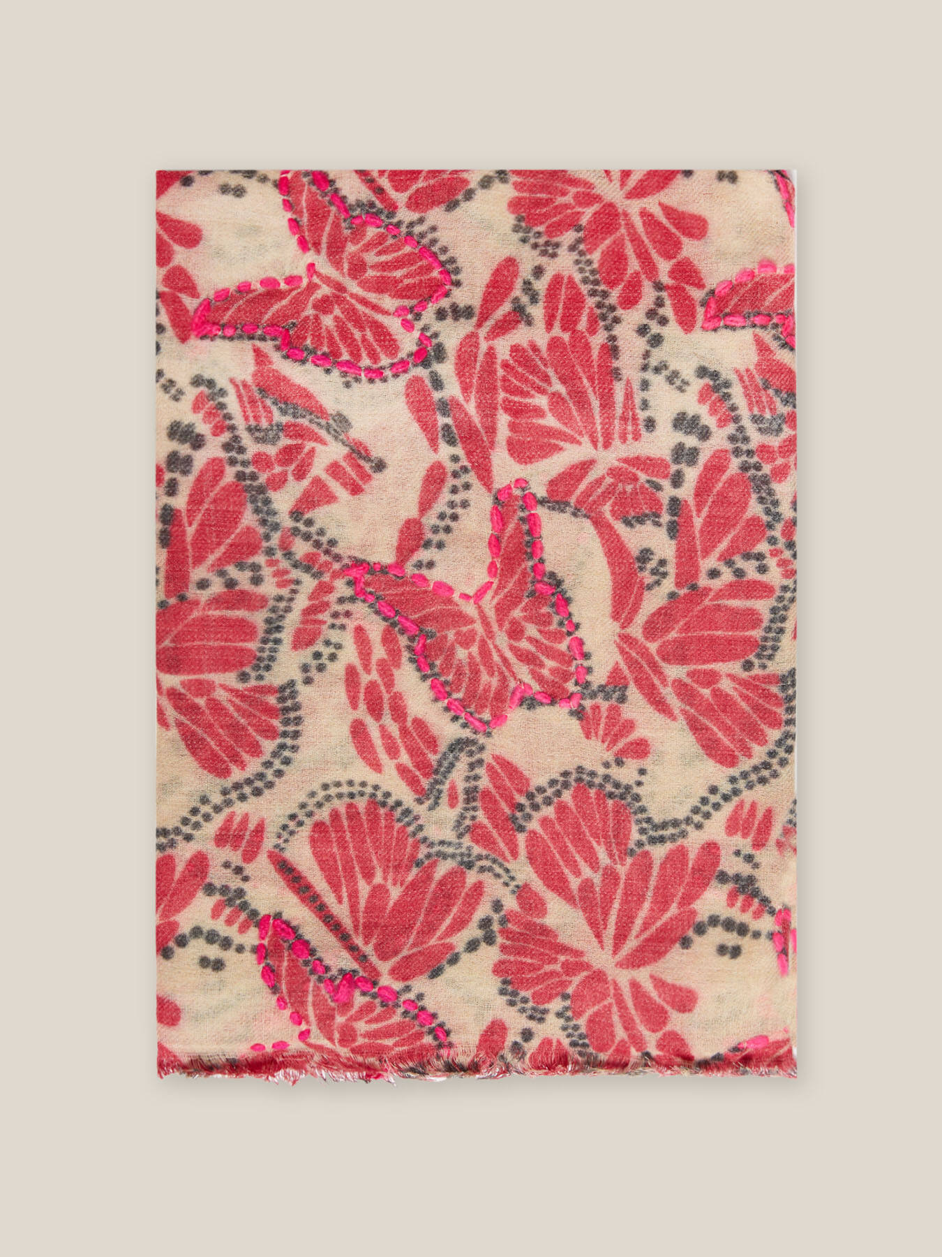 Embroidered wool scarf image number 2