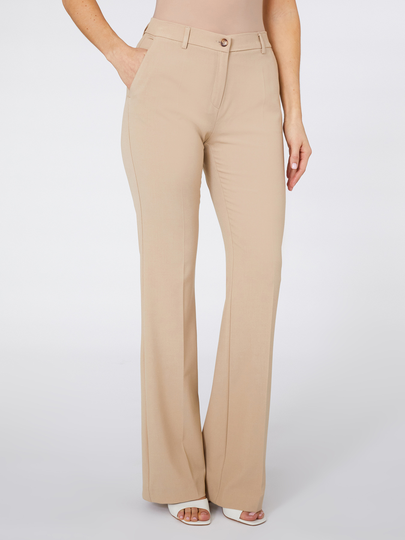 Pantalon flare en tissu peign&eacute; image number 2