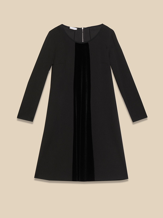 Elenamiro: Abito con inserto in velluto Nero_1