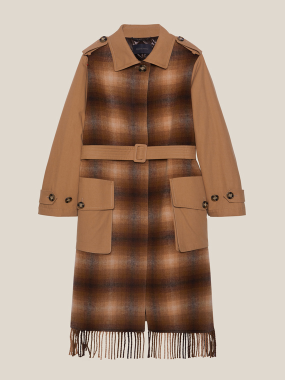 Chequered pattern Trench coat