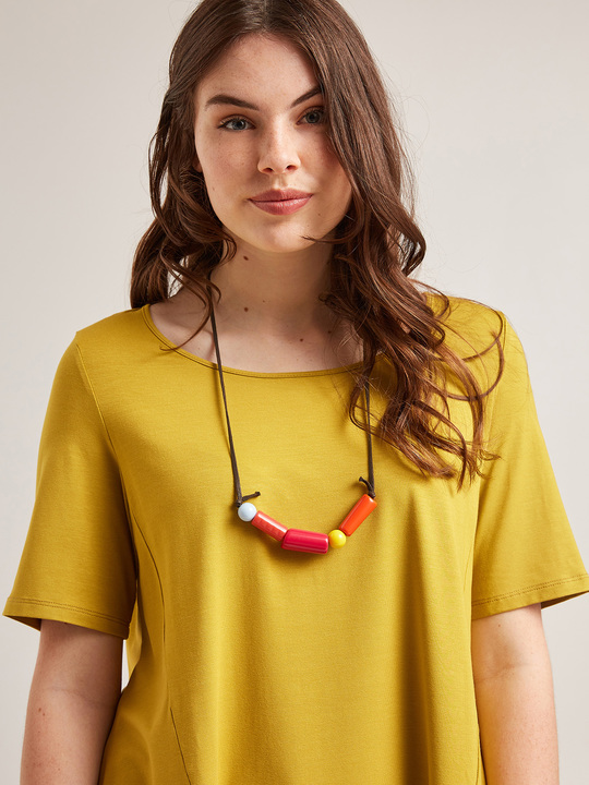 Elenamiro: T-shirt com colar Amarelo_1