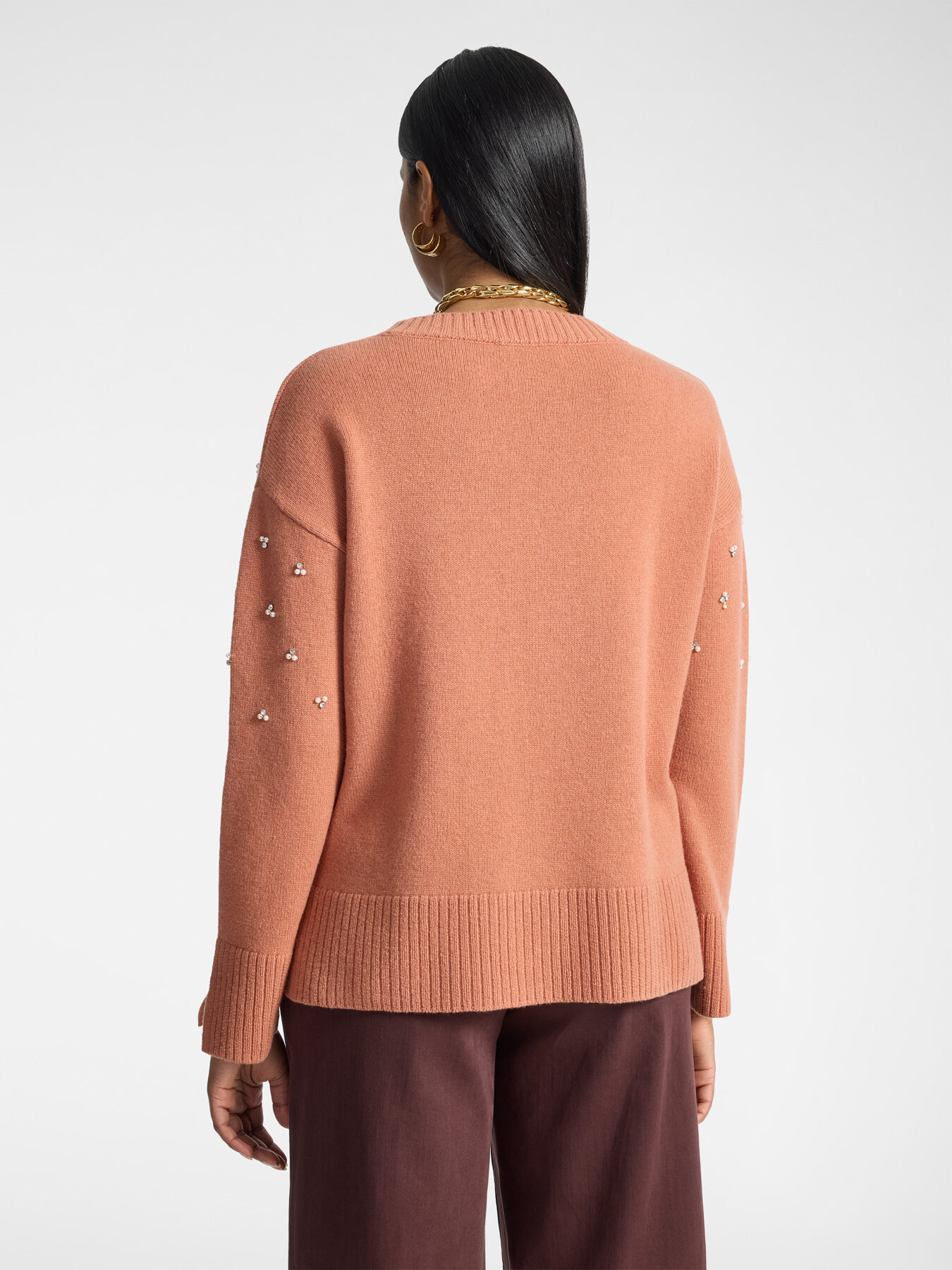 Pure wool crew neck sweater with embroidery image number 1